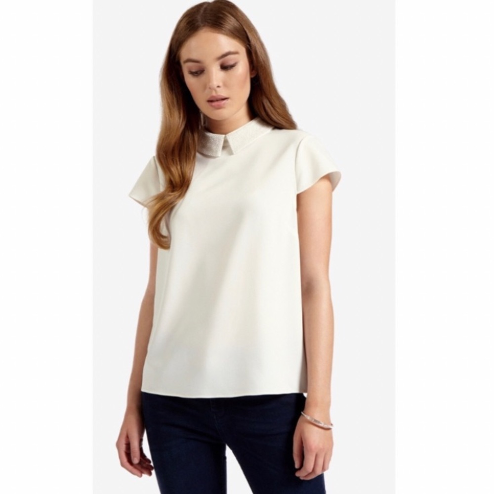 Ted Baker Hellia Pearl Embellished Collar Top
